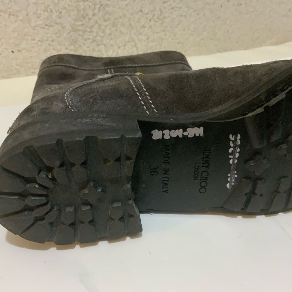 Jimmy Choo 132 Daze Waxed Toe Suede Chain Moto Combat Booties SZ 36/US 6 - Picture 7 of 13